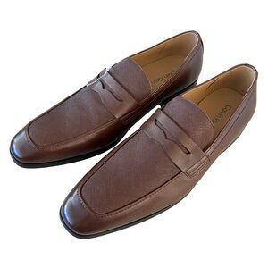 New: Calvin Klein Mens Rinver Slip-On Penny Loafers Dress Oxford shoes Brown 10M